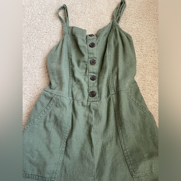 Old Navy Olive Green Linen Jumpsuit - Picture 4 of 6